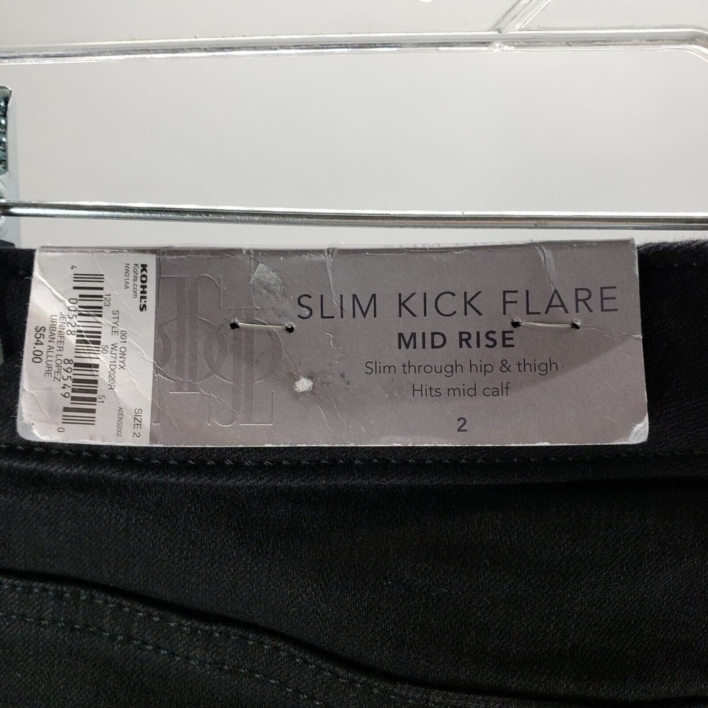 Jennifer Lopez NEW Mid Calf Jeans Size 2 Slim Kick‎ Flare Mid Rise 28x24.5 Onyx - Picture 7 of 9